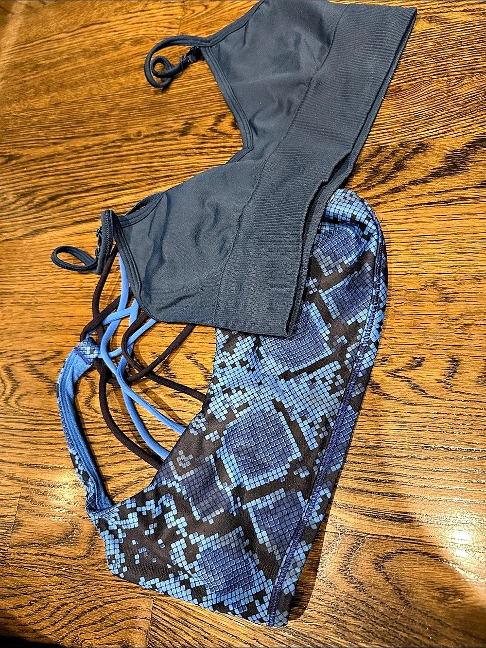 Bundle 2 Lululemon Free to Be Wild Bra Blue & Black and blue sports bra